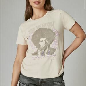 Lucky Brand XS Jimi Hendrix Purple Haze Cream T Shirt Graphic Band